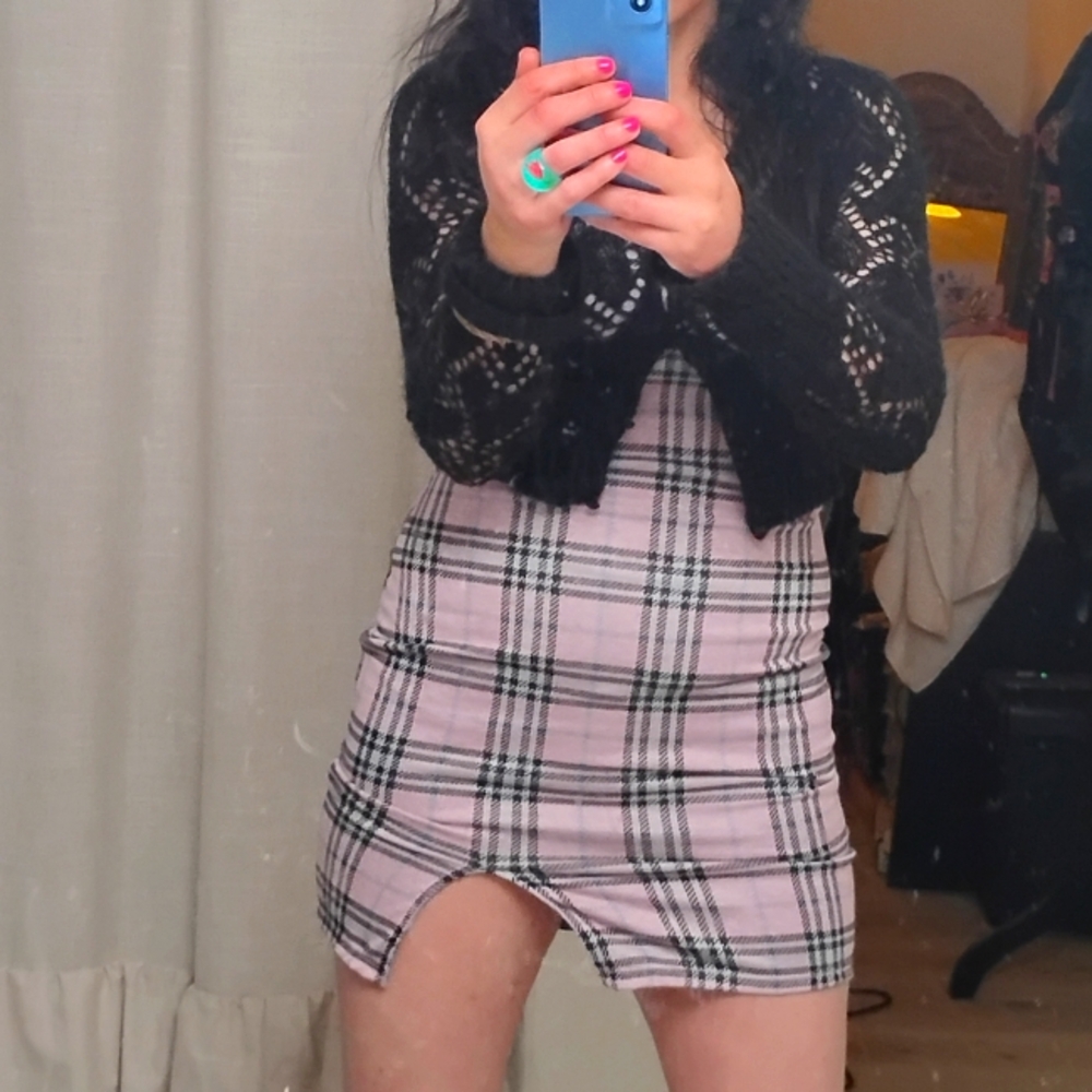 Plaid Pink and Black Sleeveless Dress Rue 21 Xs